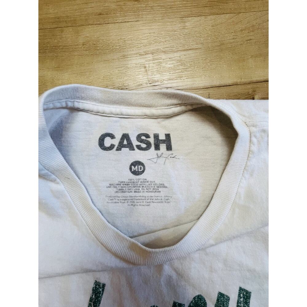 Johnny Cash Cowboy Hat Graphic T-Shirt Sand Beige Size Medium Music Tee - Picture 5 of 8